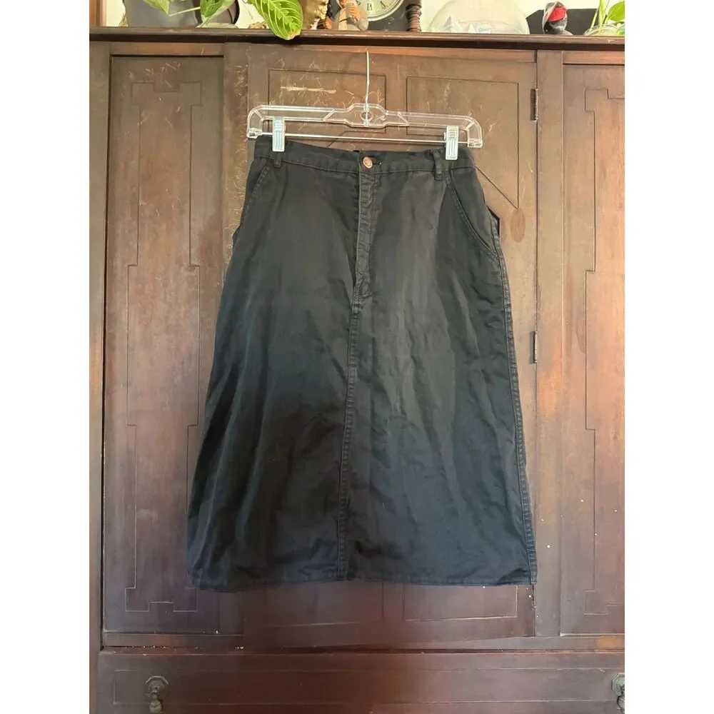 Vintage Gloria Vanderbilt Black A-Line Midi Skirt